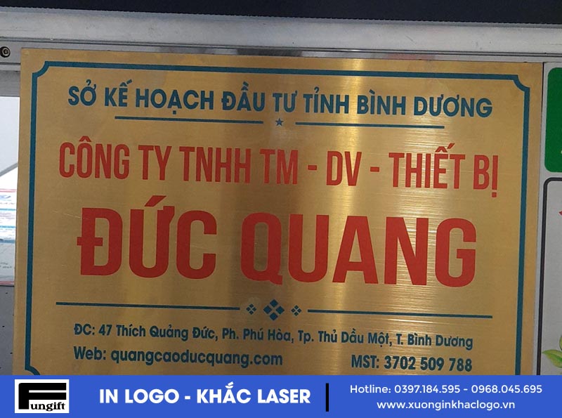 Bảng tên công ty bằng inox in UV