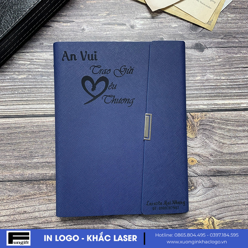Sổ bìa da in logo theo yêu cầu