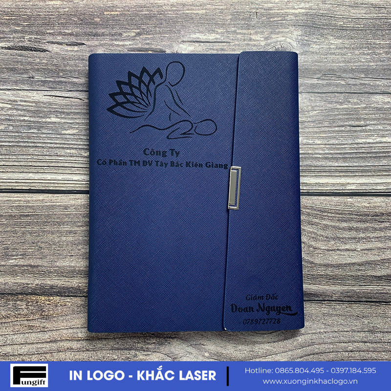 Sổ da quà tặng in khắc logo