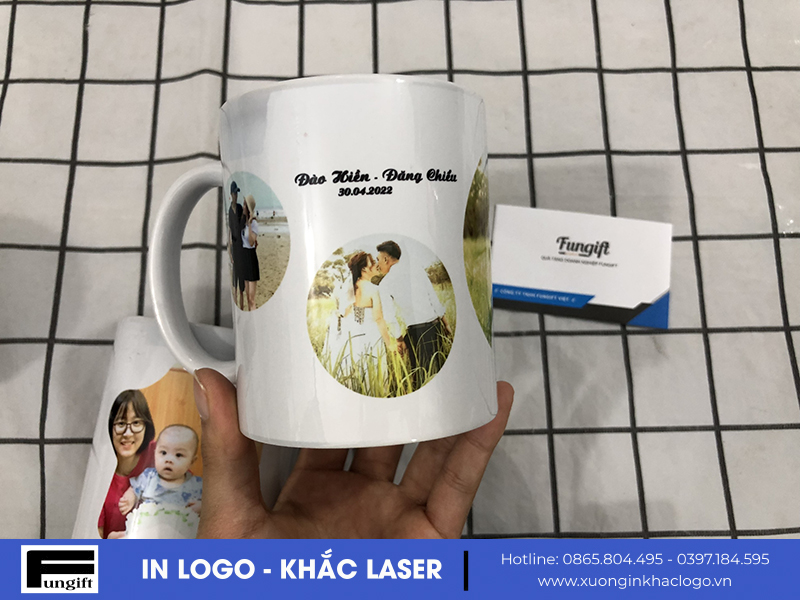 Cốc sứ in hình làm quà tặng kỉ niệm ngày cưới