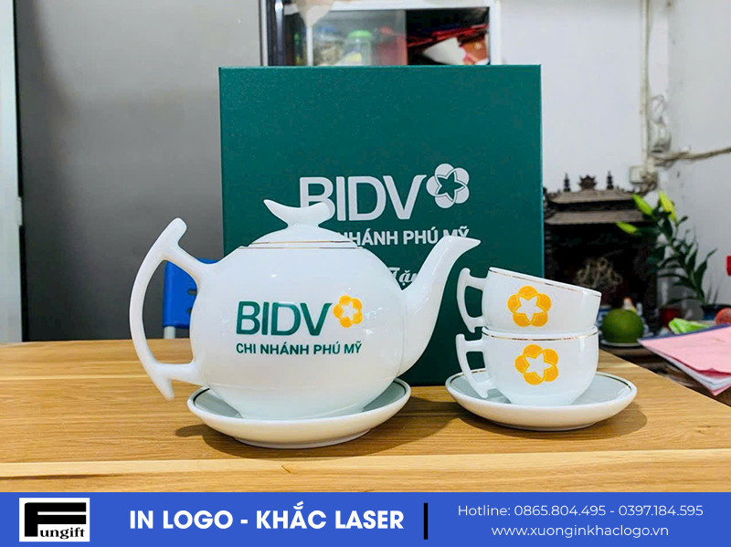 Bộ ấm chén in logo BIDV