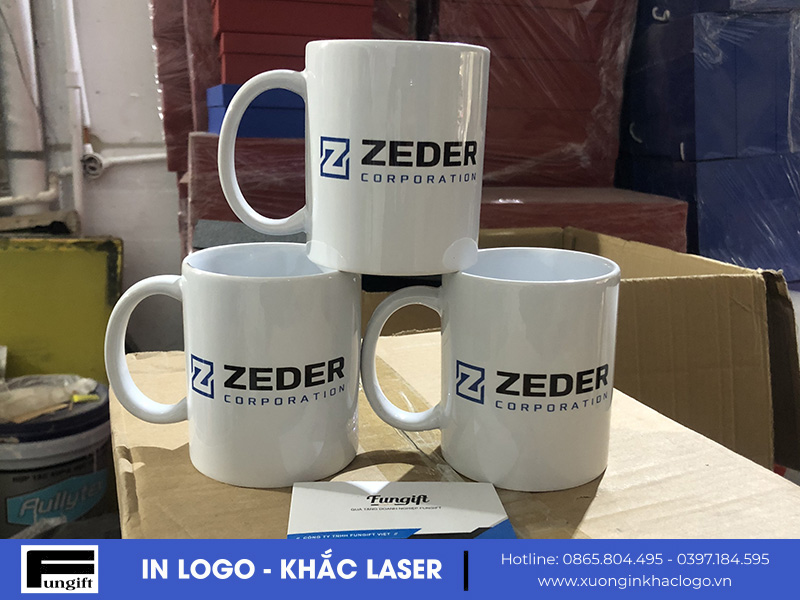 Cốc Sứ In Logo Theo Yêu Cầu Làm Quà Tặng Cho Zeder - Xưởng In Khắc Logo