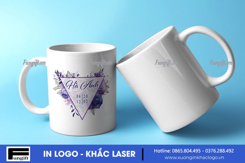 Mẫu cốc sứ in logo nhiều màu làm quà tặng ý nghĩa