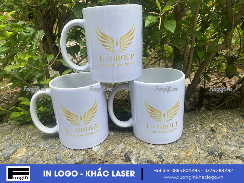 Mẫu cốc sứ in logo làm quà tặng khách hàng cho E- GROUP