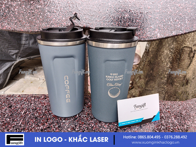 Địa chỉ khắc chữ lên cốc giữ nhiệt