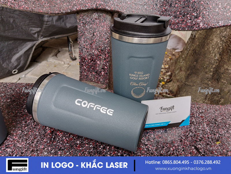 Khắc chữ lên cốc cofee giữ nhiệt