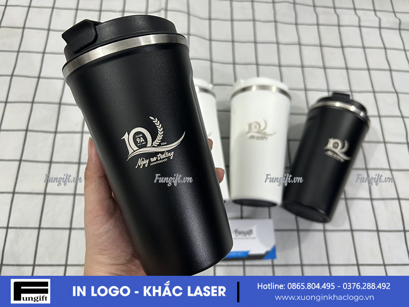 Ly giữ nhiệt quà tặng khắc laser logo