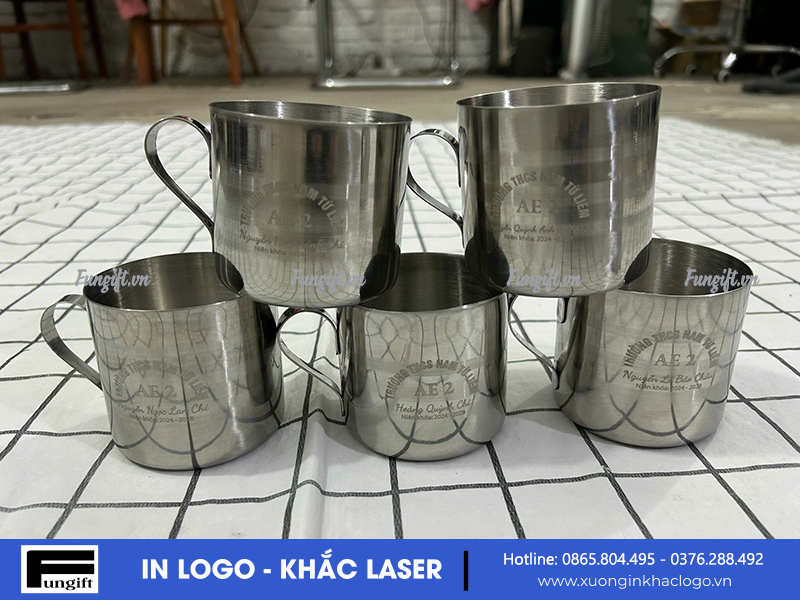 Cốc Uống Nước Bằng Inox Khắc Tên Quà Tặng THCS Nam Từ Liêm
