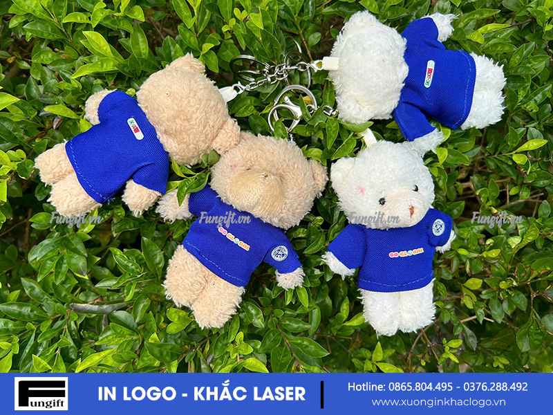 Gấu móc khóa in logo quà tặng
