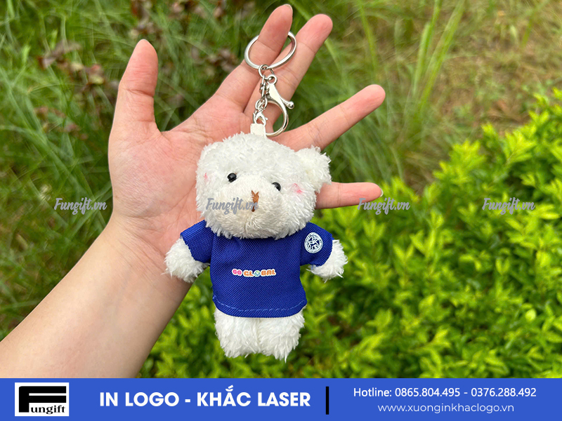 Gấu trắng móc khóa in giá rẻ