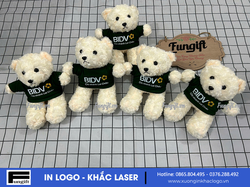 Mẫu gấu bông in logo tại xưởng