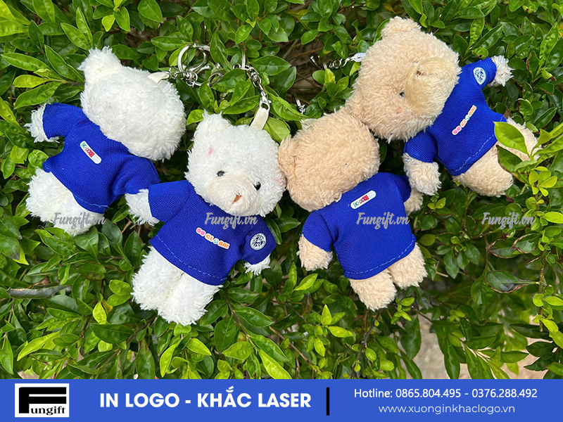 Phụ kiện móc khóa gấu in tên