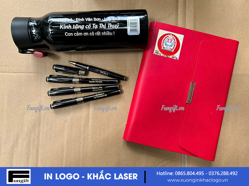 Giftset sổ bình bút khắc tên