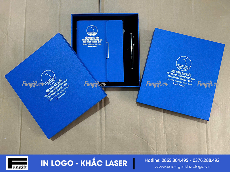In logo lên hộp sổ bút ký