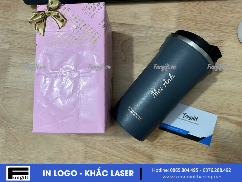 Khắc cốc coffee giữ nhiệt tại xưởng
