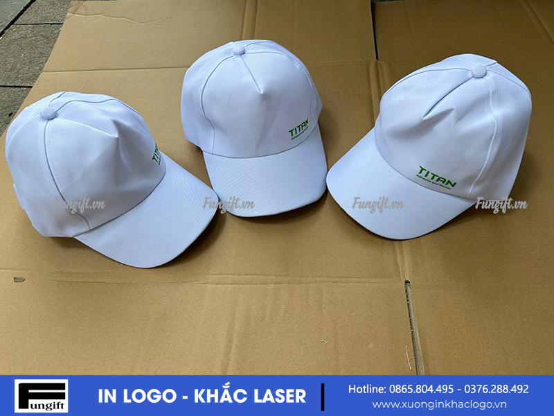 Mũ lưỡi trai trắng in logo