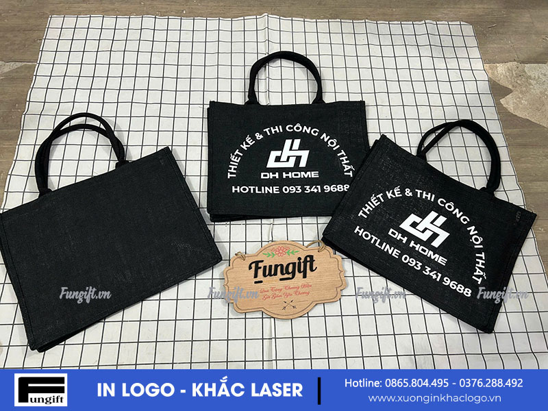 Sản xuất túi vải giả đay in logo
