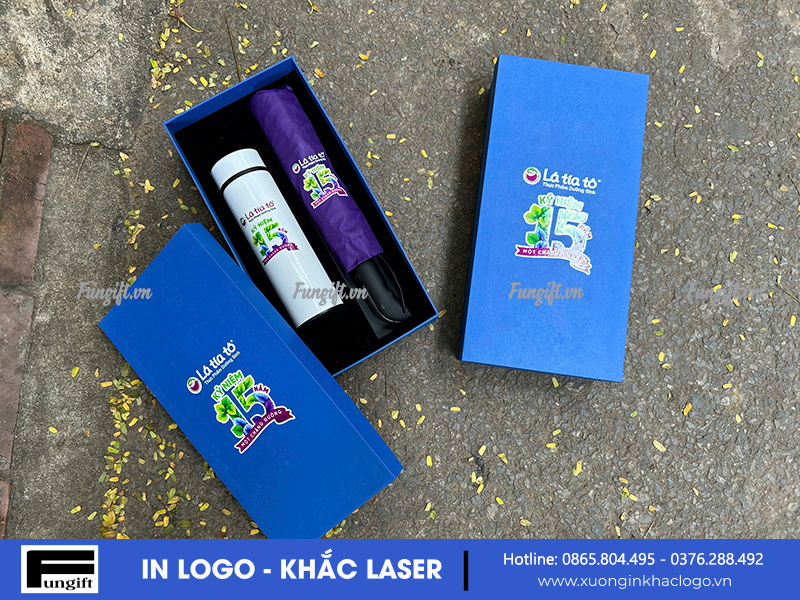 Set bình ô in logo công ty