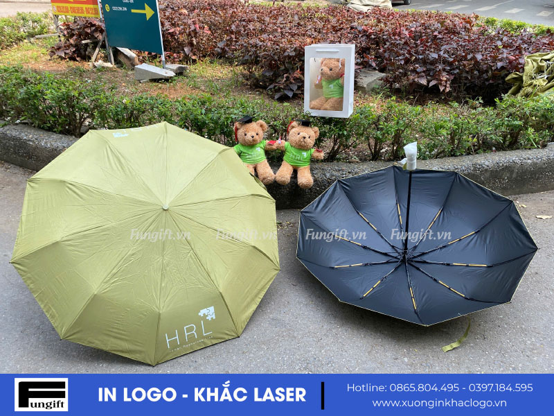 Combo quà tặng ô gấu in logo