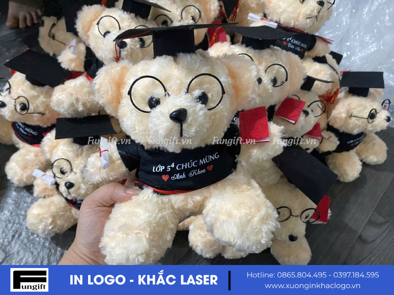 In gấu cử nhân làm quà tặng
