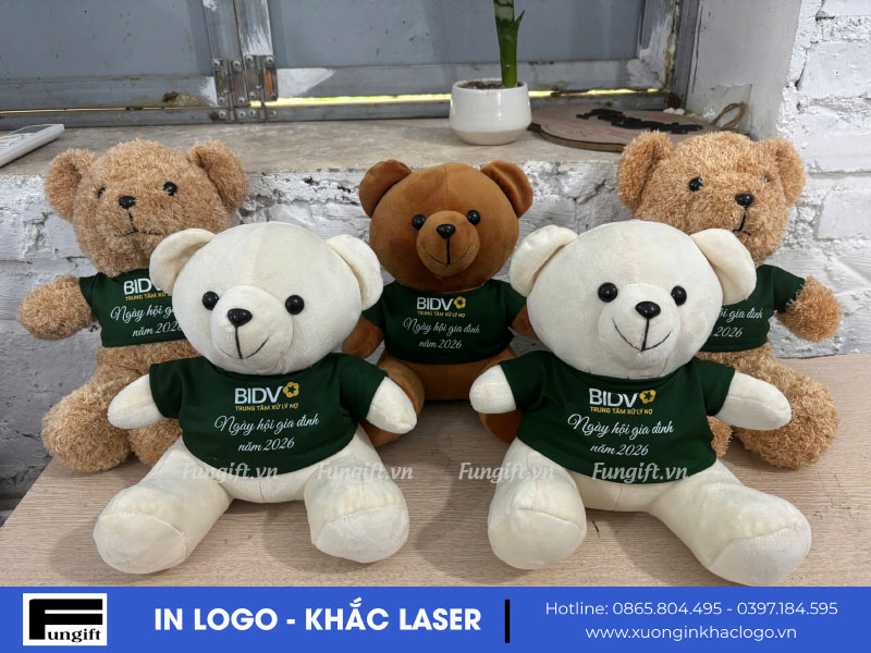 Gấu bông 30cm in logo làm quà tặng