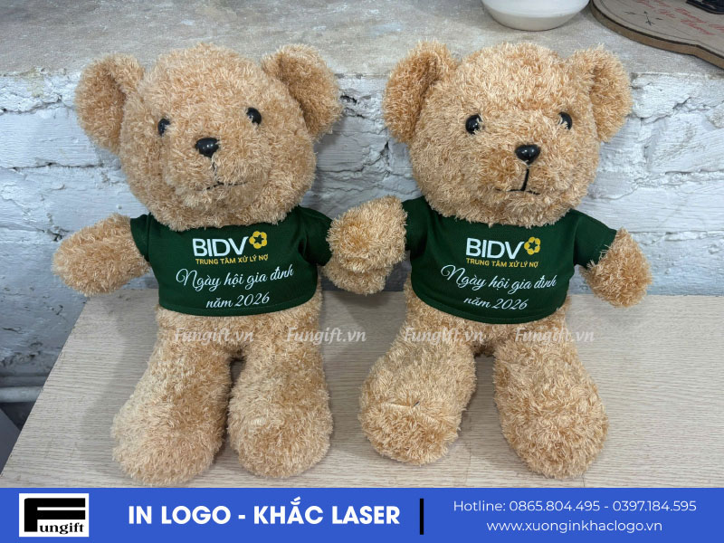 Gấu bông teddy 37cm in logo làm quà tặng