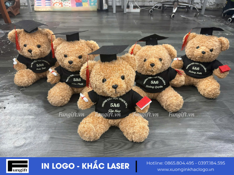 Gấu bông tốt nghiệp 30cm in tên, logo trường