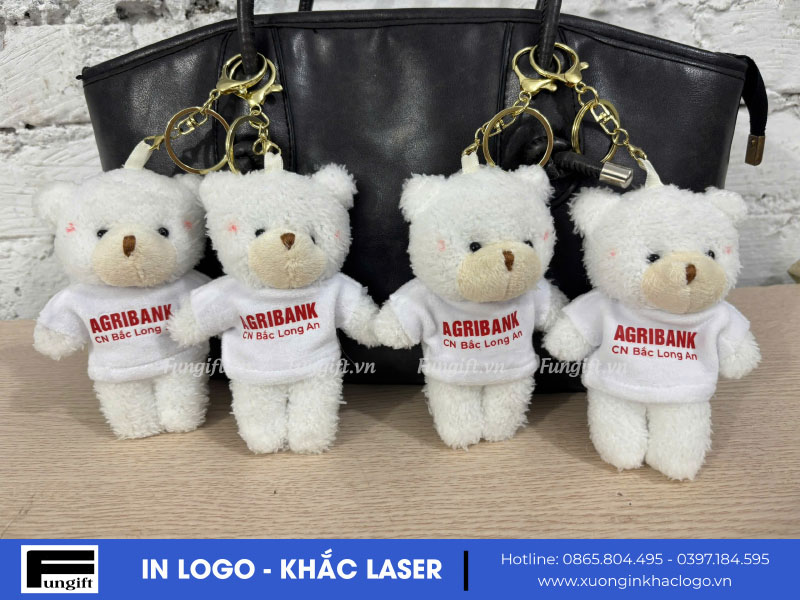 Quà tặng móc khoá gấu bông in logo