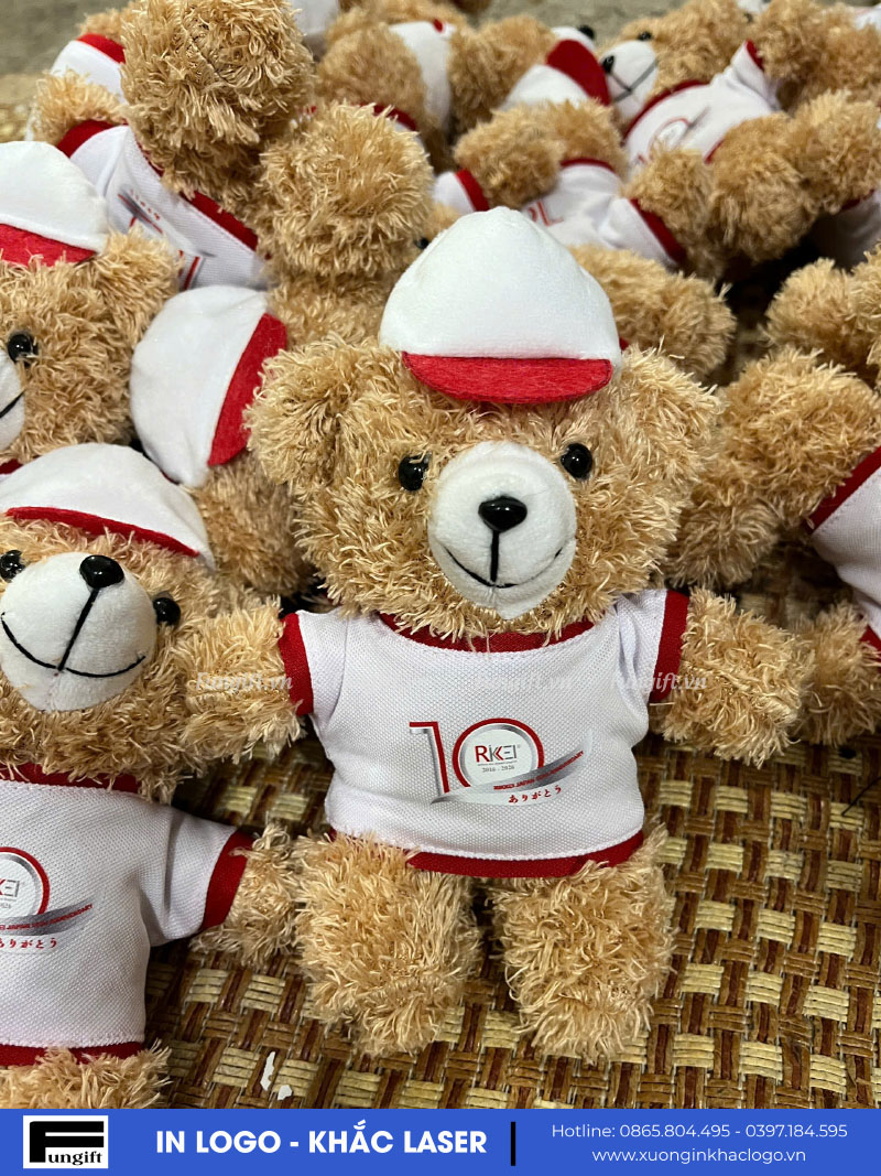 Gấu móc khóa 15cm in logo