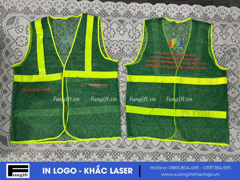 Áo gile phản quang lưới in logo theo yêu cầu