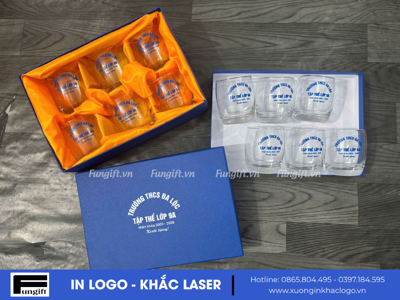 Đặt in bộ 6 cốc thủy tinh số lượng lớn