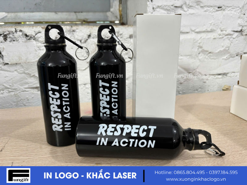 Bình nước nhôm quà tặng in logo