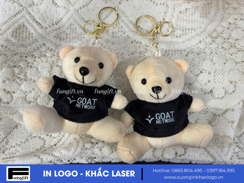 Móc khoá gấu bông in logo